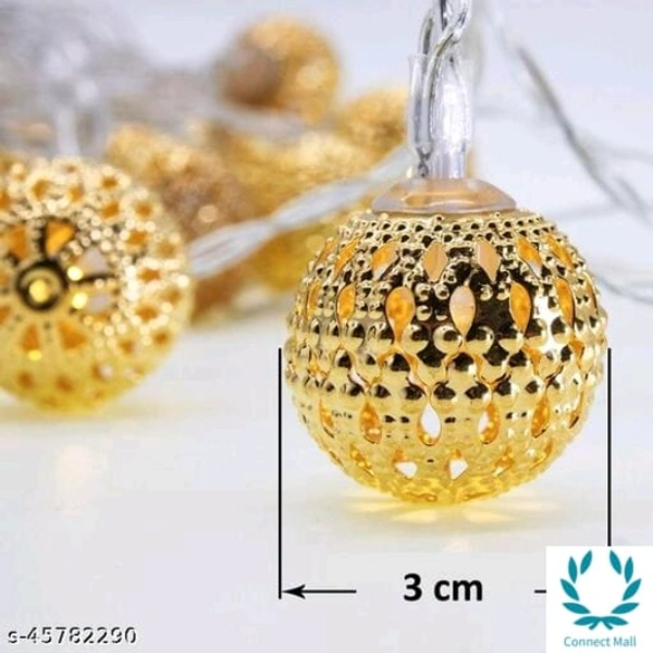 16 LED Metal Moroccon Orb Decorative String Light - Yellow, Metal, Pack of1